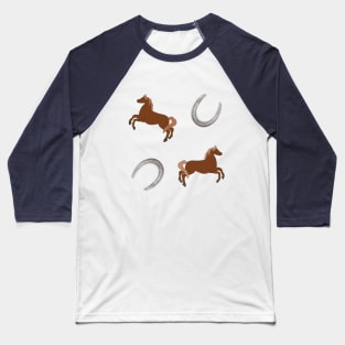 Two brown horses and two grey horseshoes Baseball T-Shirt